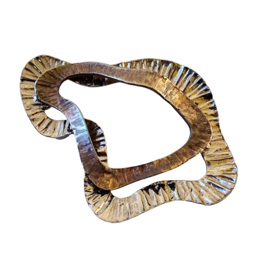ART Signed Arthur Pepper Vintage Brooch Two Metal Abstract Textured Modernist